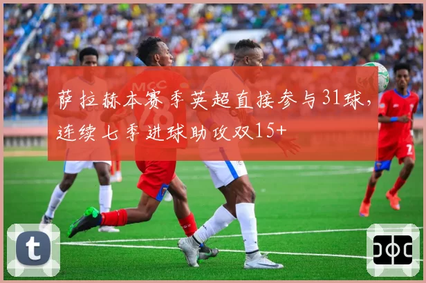 萨拉赫本赛季英超直接参与31球，连续七季进球助攻双15+